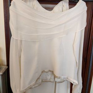 Formal Silk Cream Chiffon 2-pc ankle Length Dress